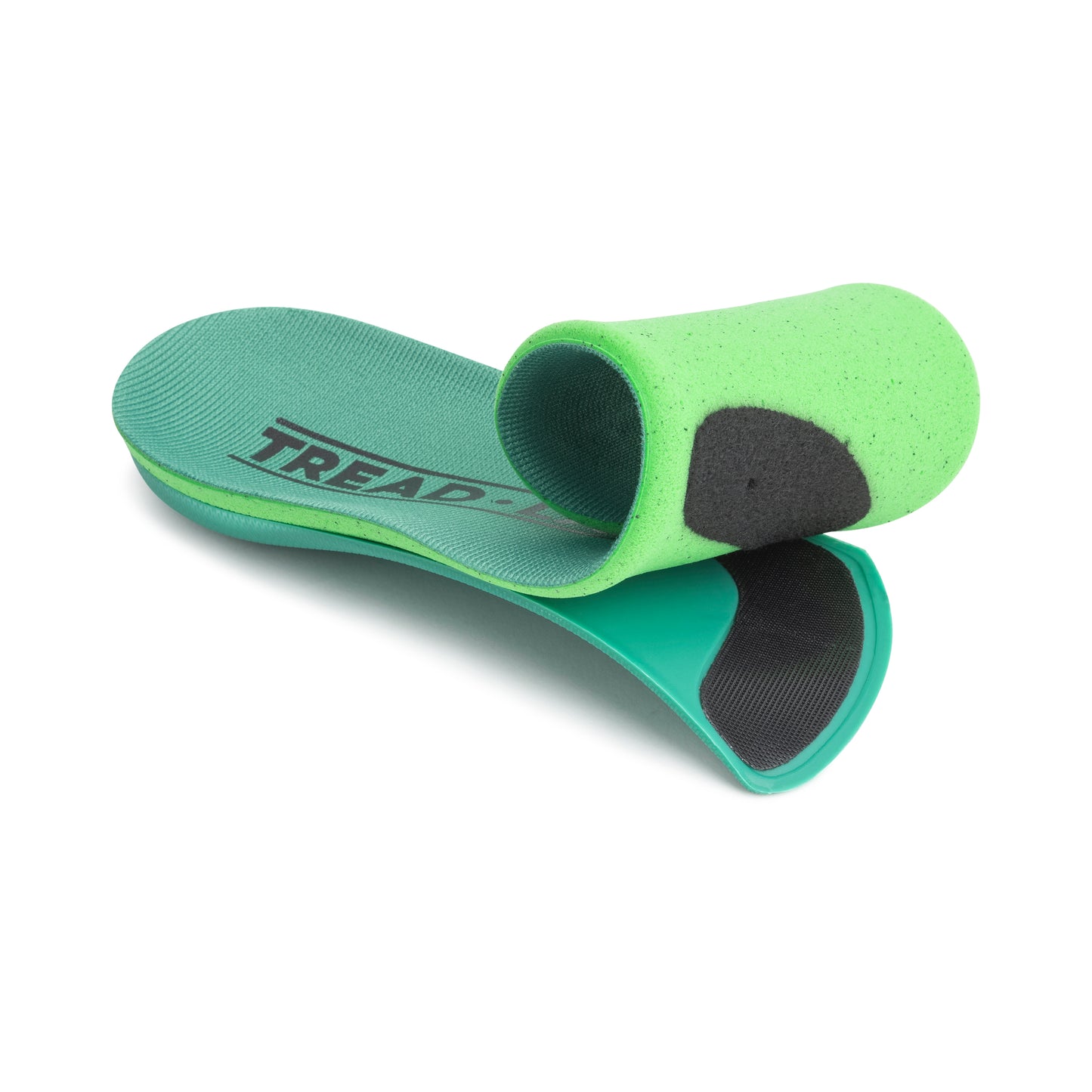 Ramble Insoles with the removable top cover being peeled back from the hard plastic arch support.