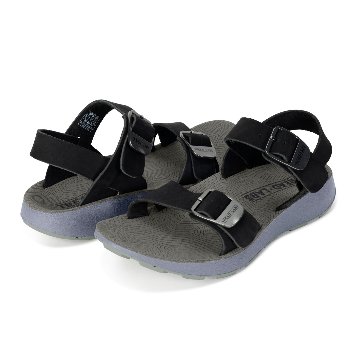 A pair of Women's Salinas Leather Sandals in Black on a white background