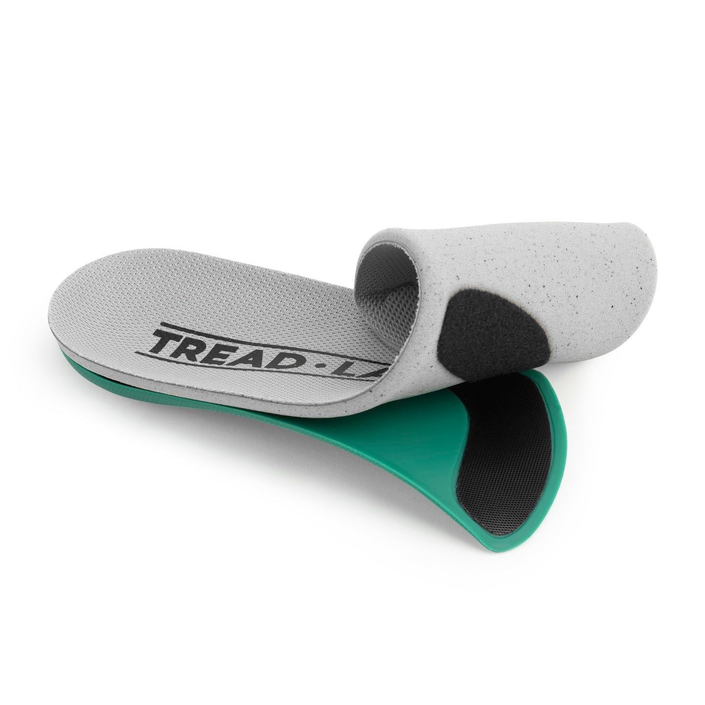 3/4 angled view of Refreshed Ramble Orthotic Insoles being separated into two parts