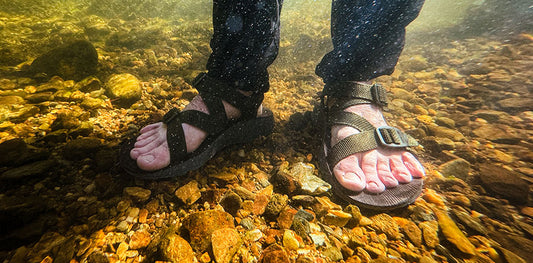 A pair of Tread Labs Redway Sandals underwater