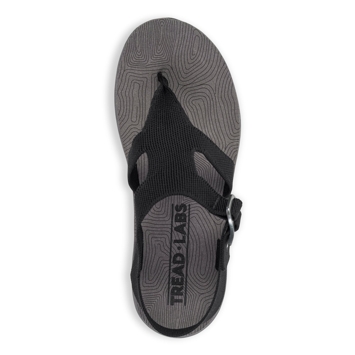 Top View of Men's Albion Sandal in Black on a white background.