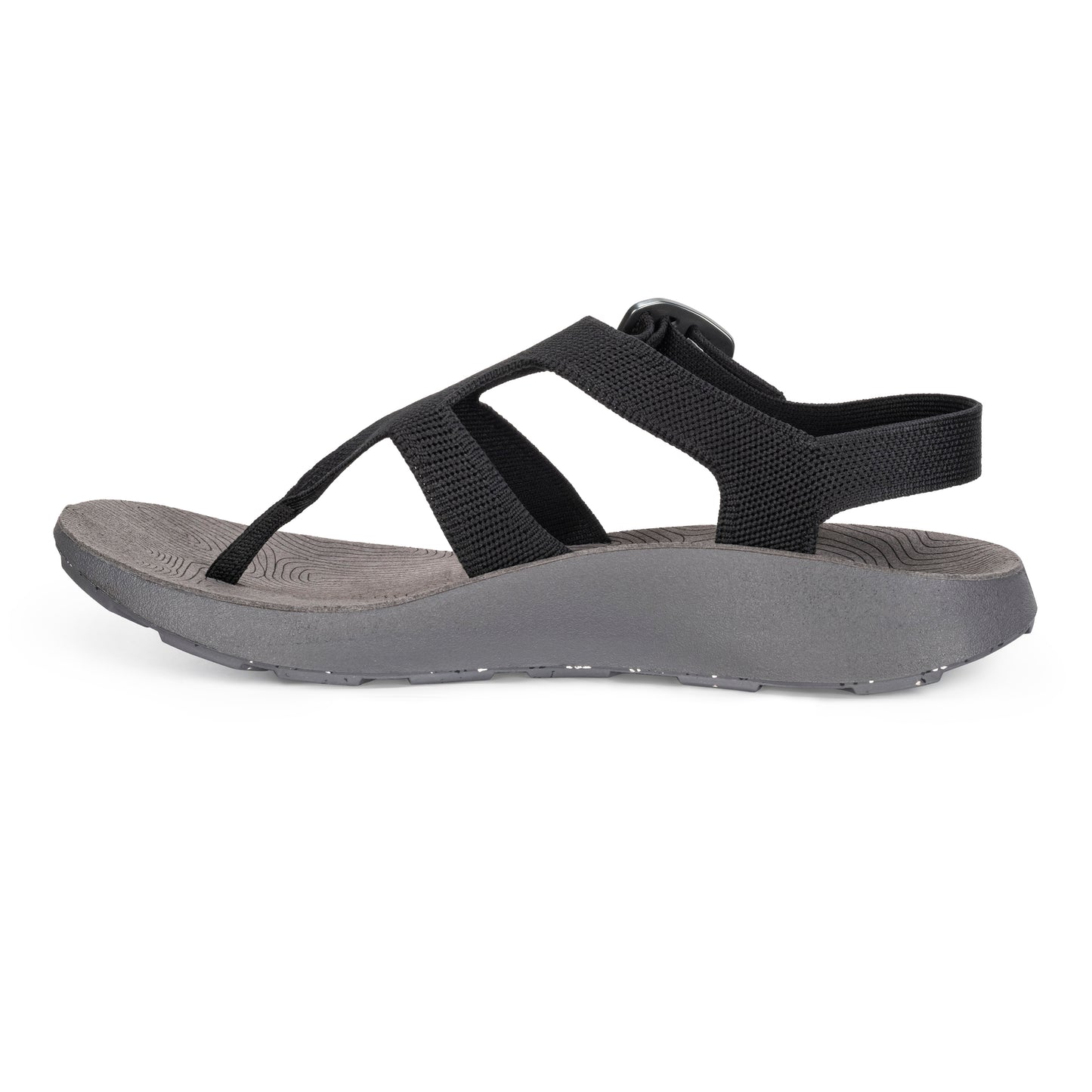 Medial View of Men's Albion Sandal in Black on a white background.