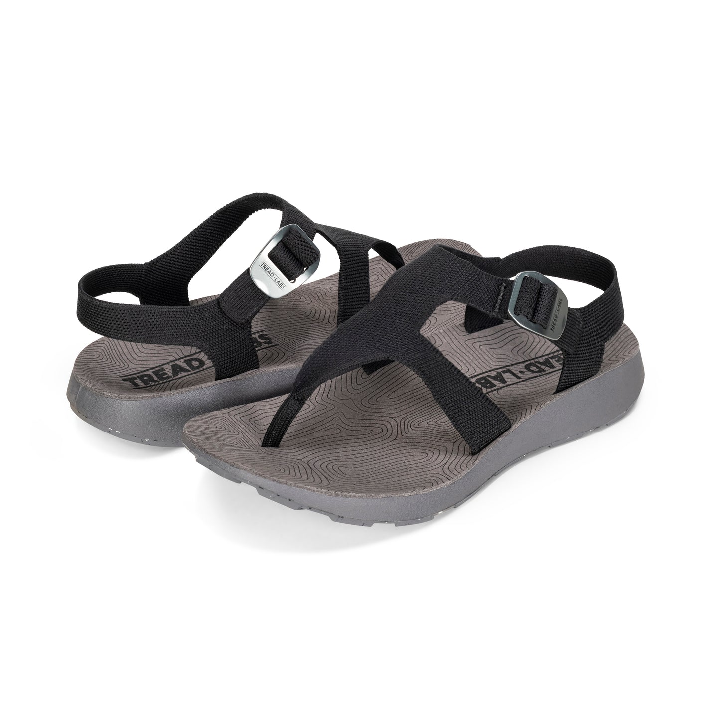 Pair of Men's Albion Sandals in Black on a white background.