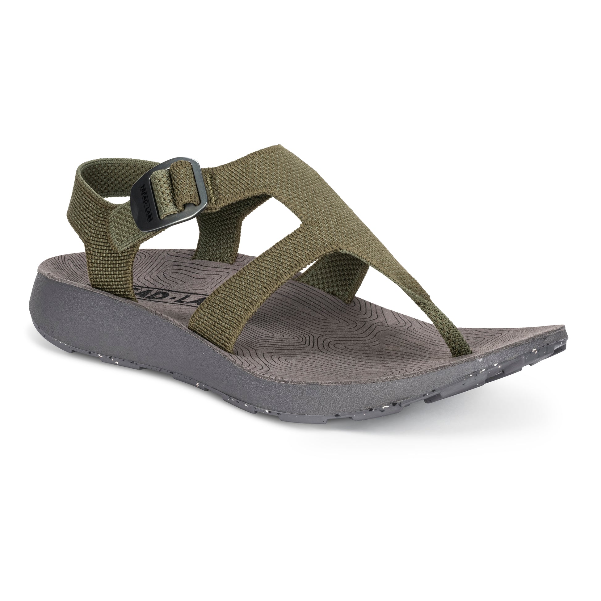 3/4 Angled View of Men's Albion Sandal in Forest on a white background.