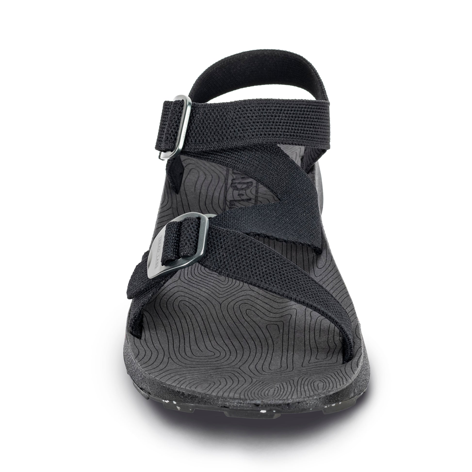 Front View of Men's Redway Sandal in Black on a white background.