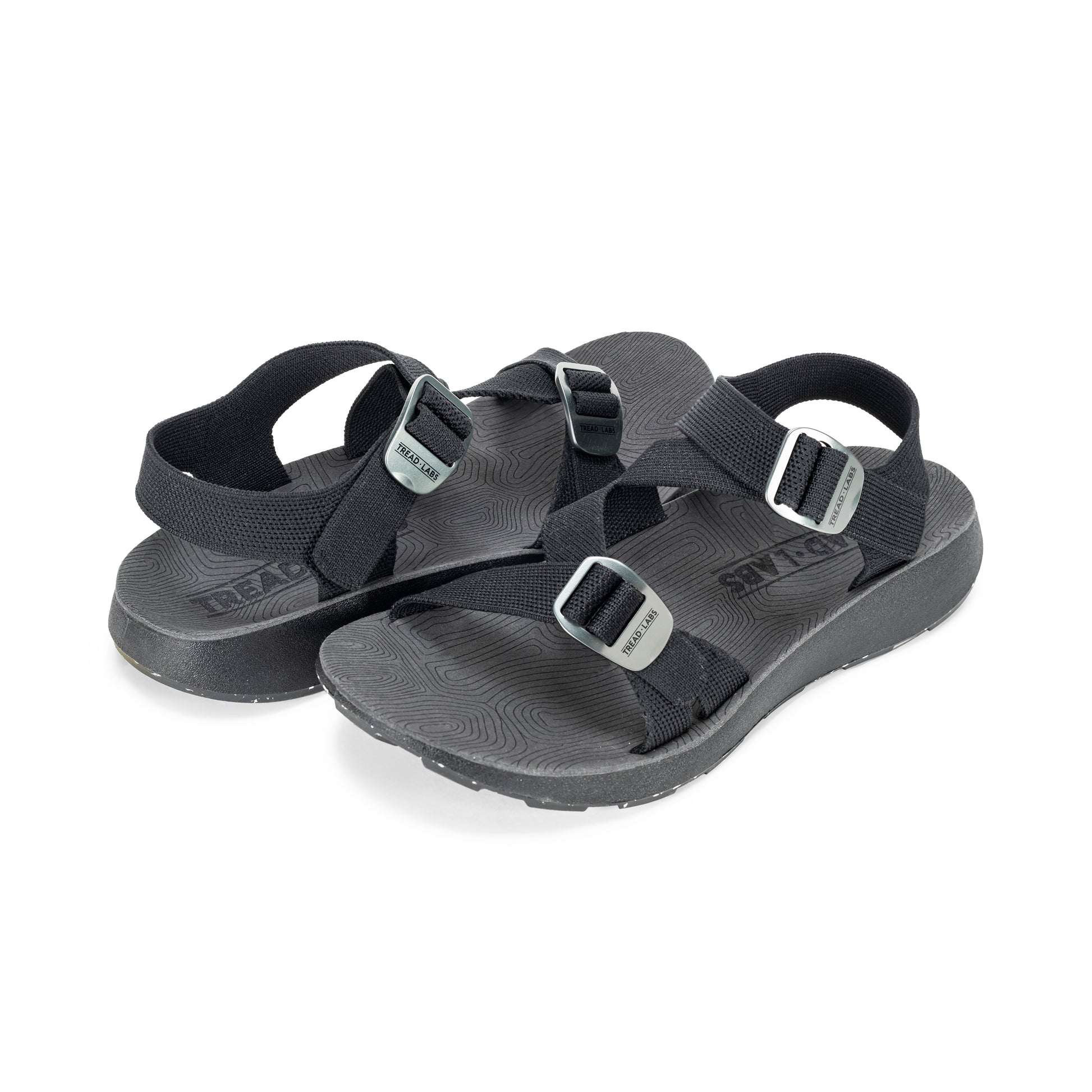 Pair of of Men's Redway Sandals in Black on a white background.