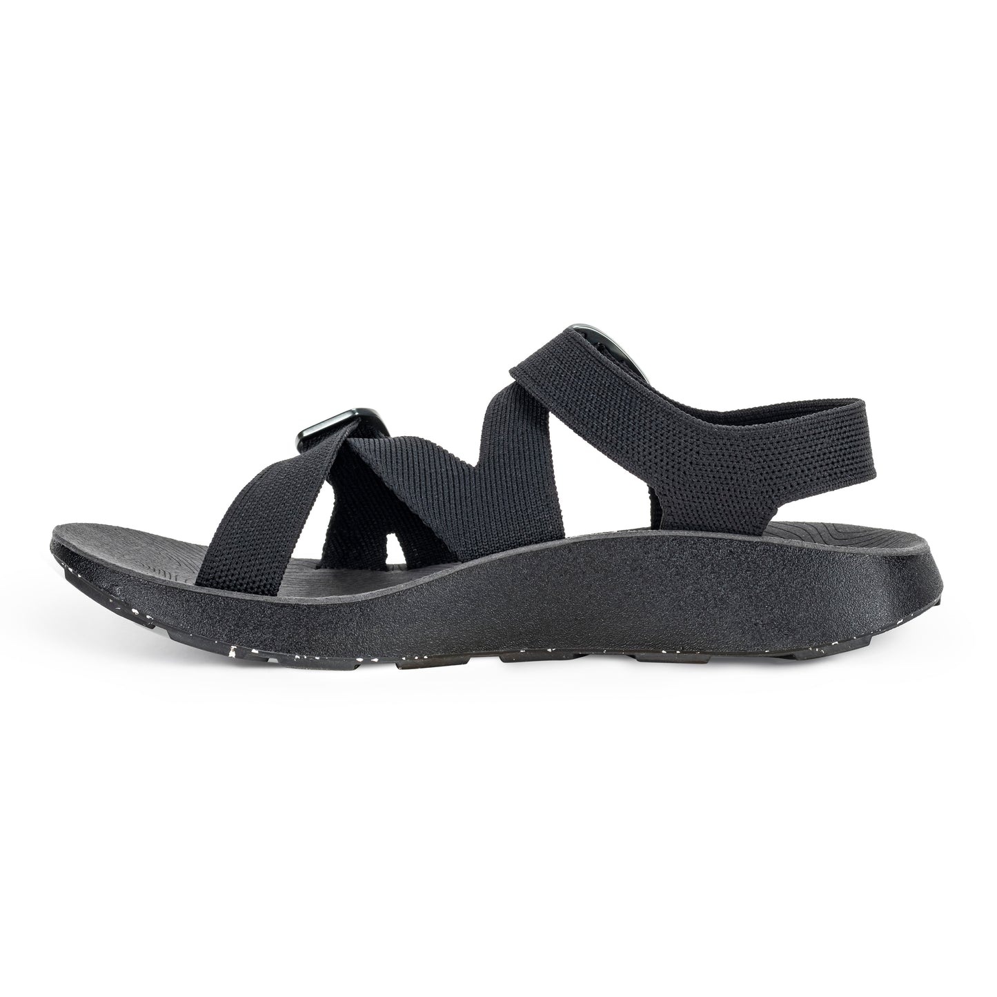 Medial View of Men's Redway Sandal in Black on a white background.