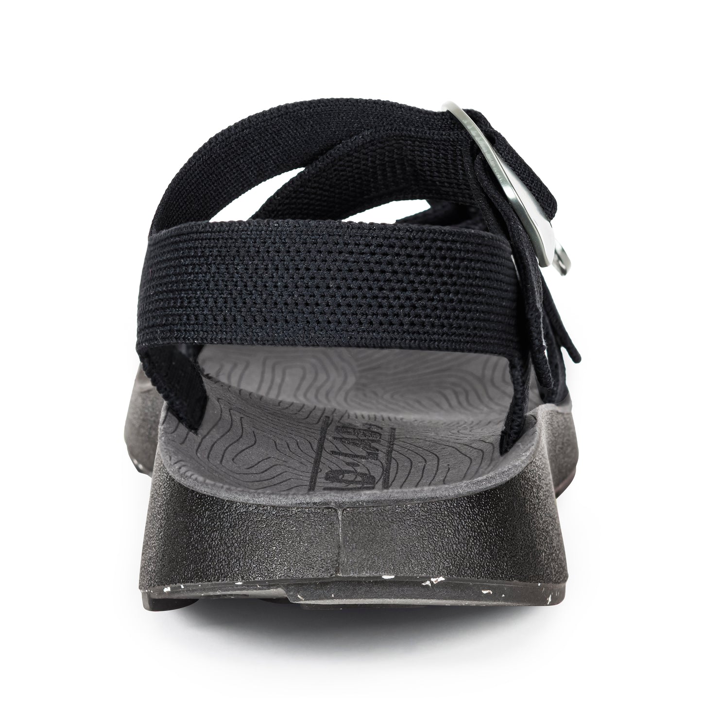 Rear View of Men's Redway Sandal in Black on a white background.