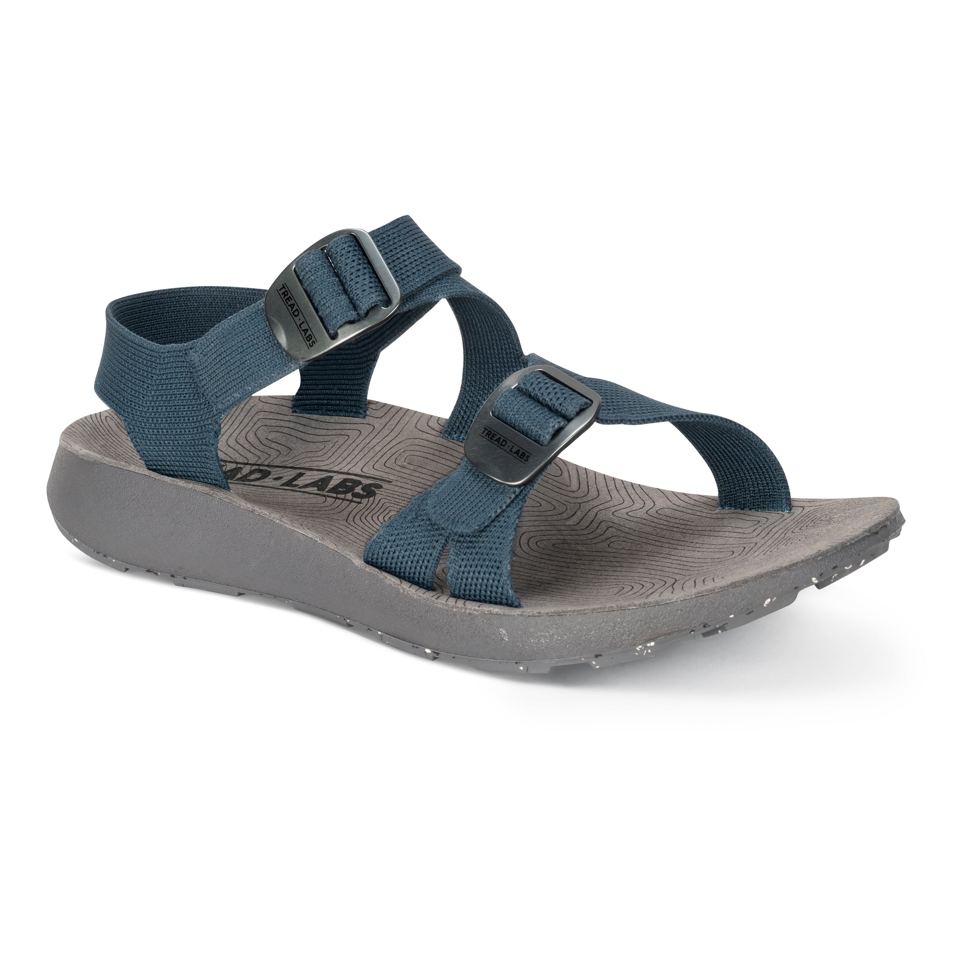 3/4 Angled View of Men's Redway Sandal in Deep on a white background.