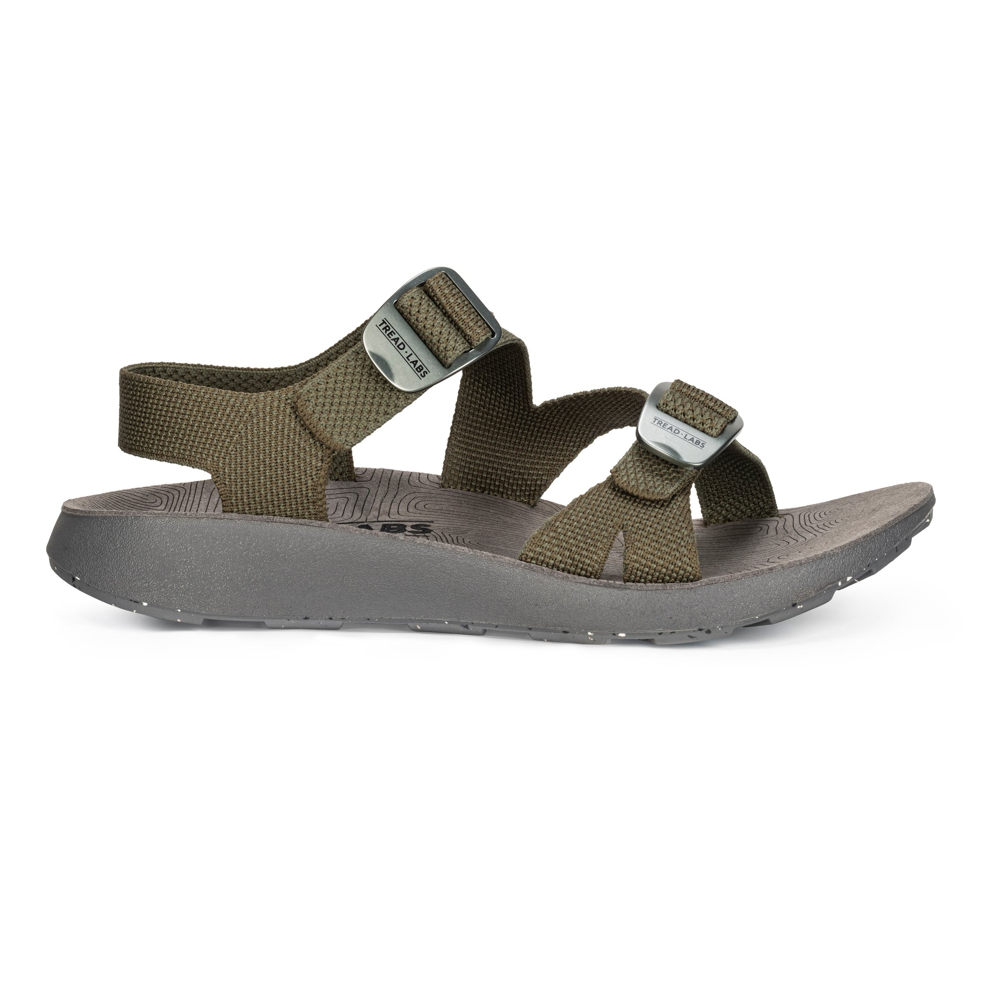 Lateral View of Men's Redway Sandal in Forest on a white background.