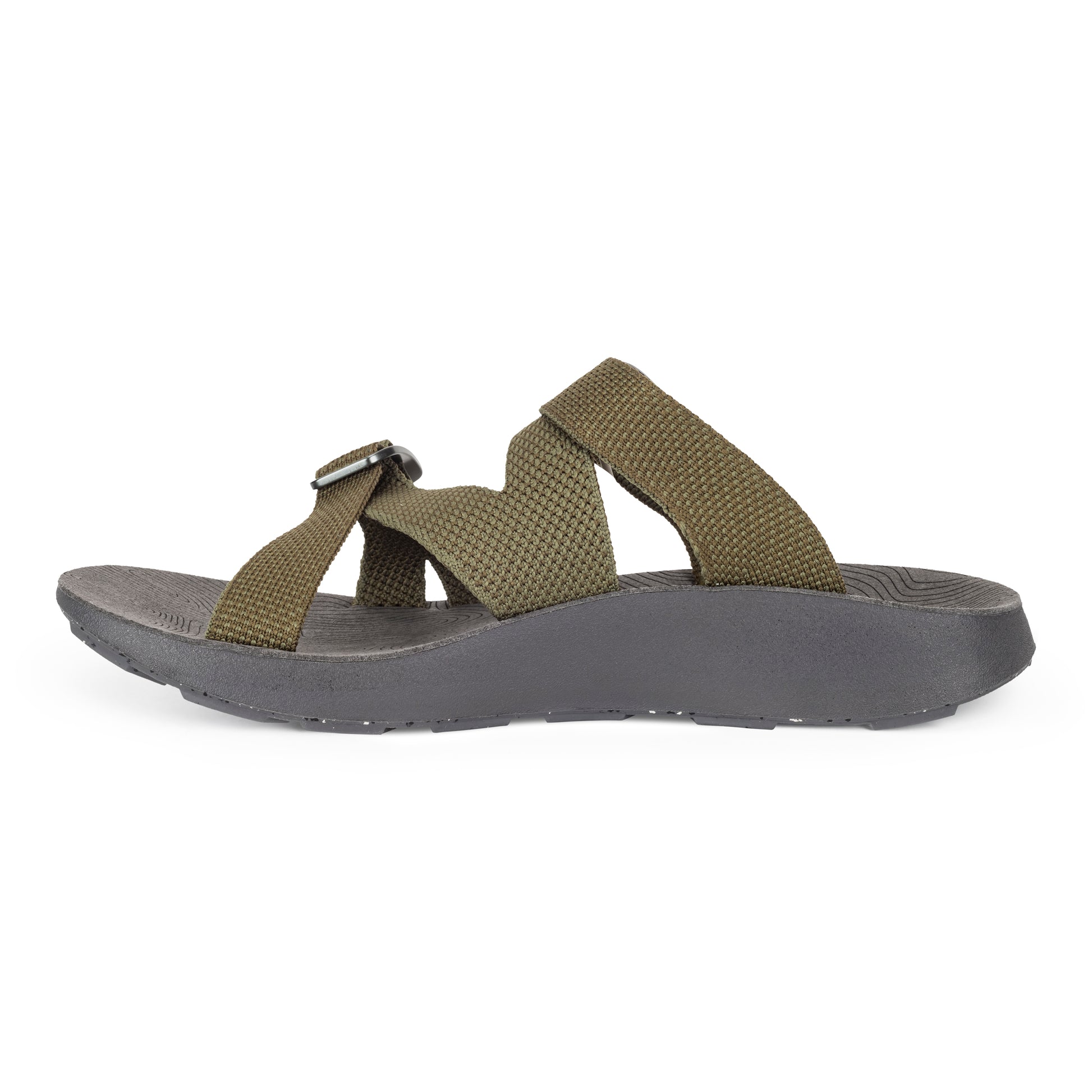 Men's Redway Slide Sandal in Forest green medial view on a white background.