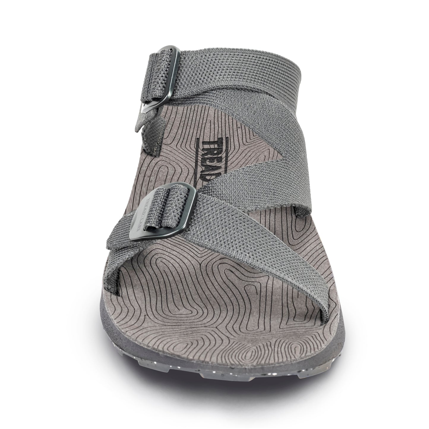 Front view of Men's Redway Slide Sandal in Rock gray on a white background.