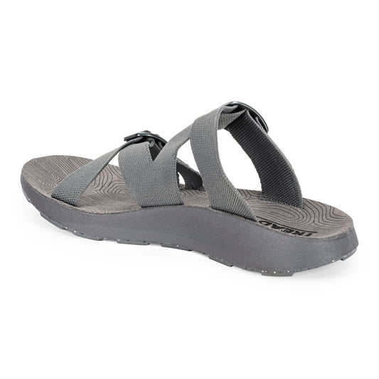 3/4 angled medial view of Men's Redway Slide Sandal in Rock gray on a white background.