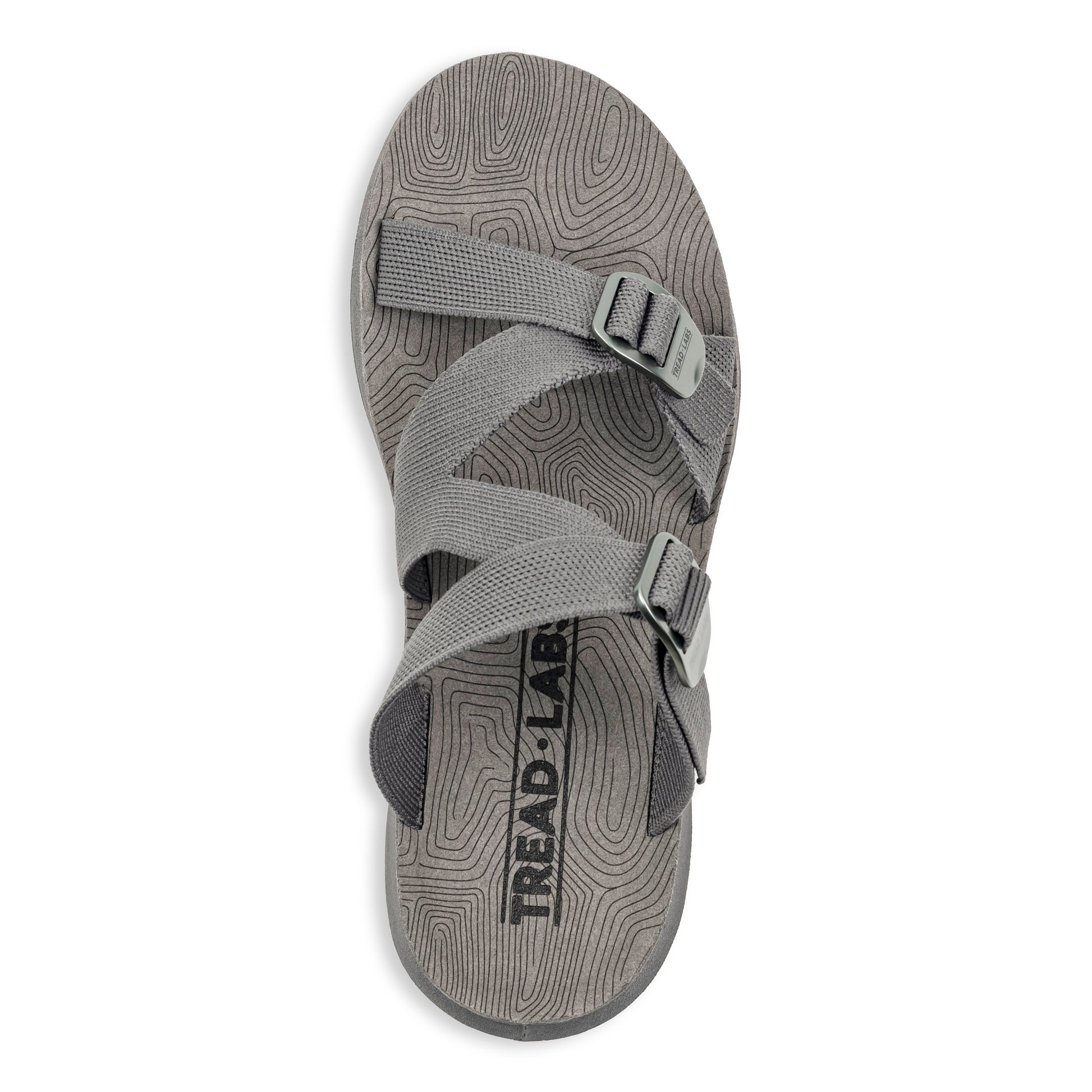 Top view of Men's Redway Slide Sandal in Rock gray on a white background.