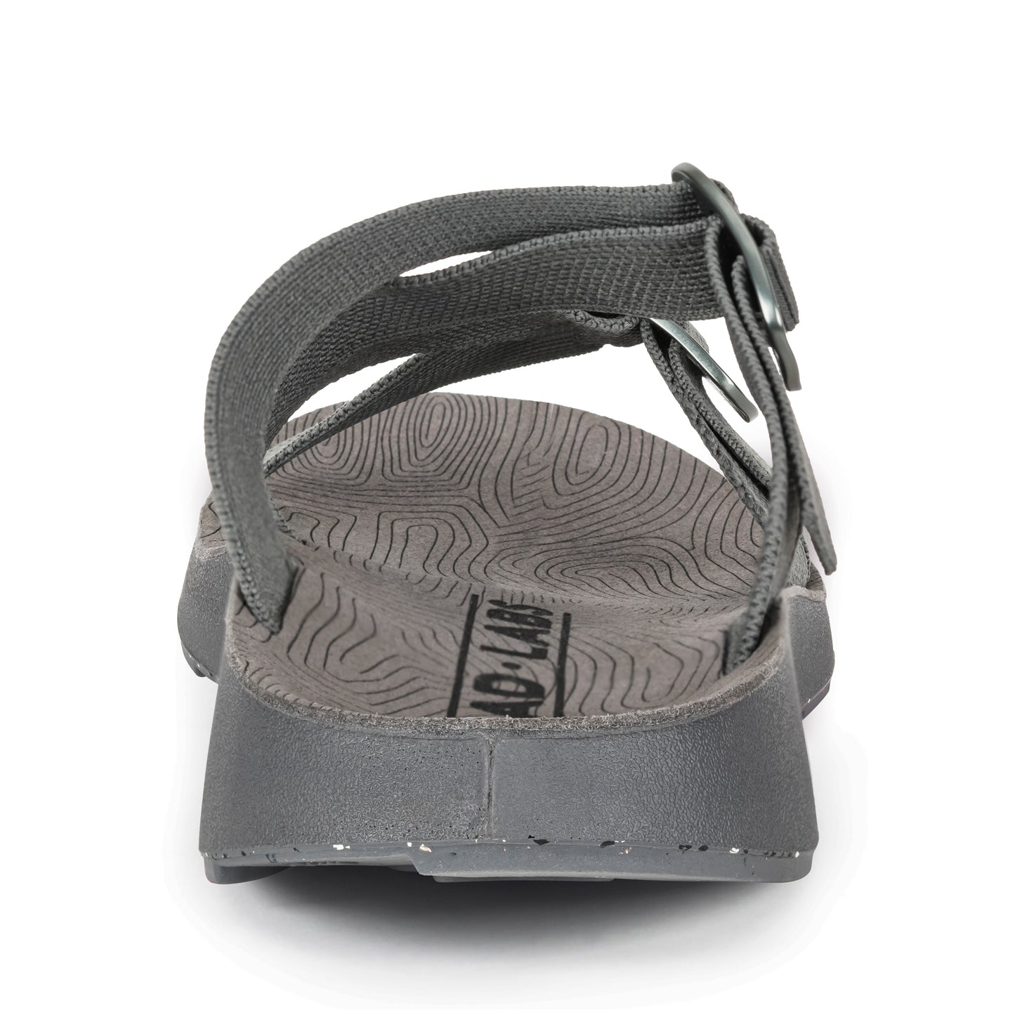 Rear view of Men's Redway Slide Sandal in Rock gray on a white background.