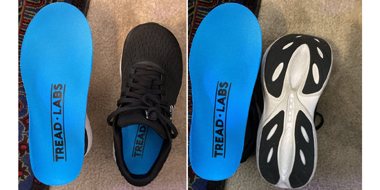 Pace Wide Insoles next to a pair of wide shoes. Image credit Shirley C.