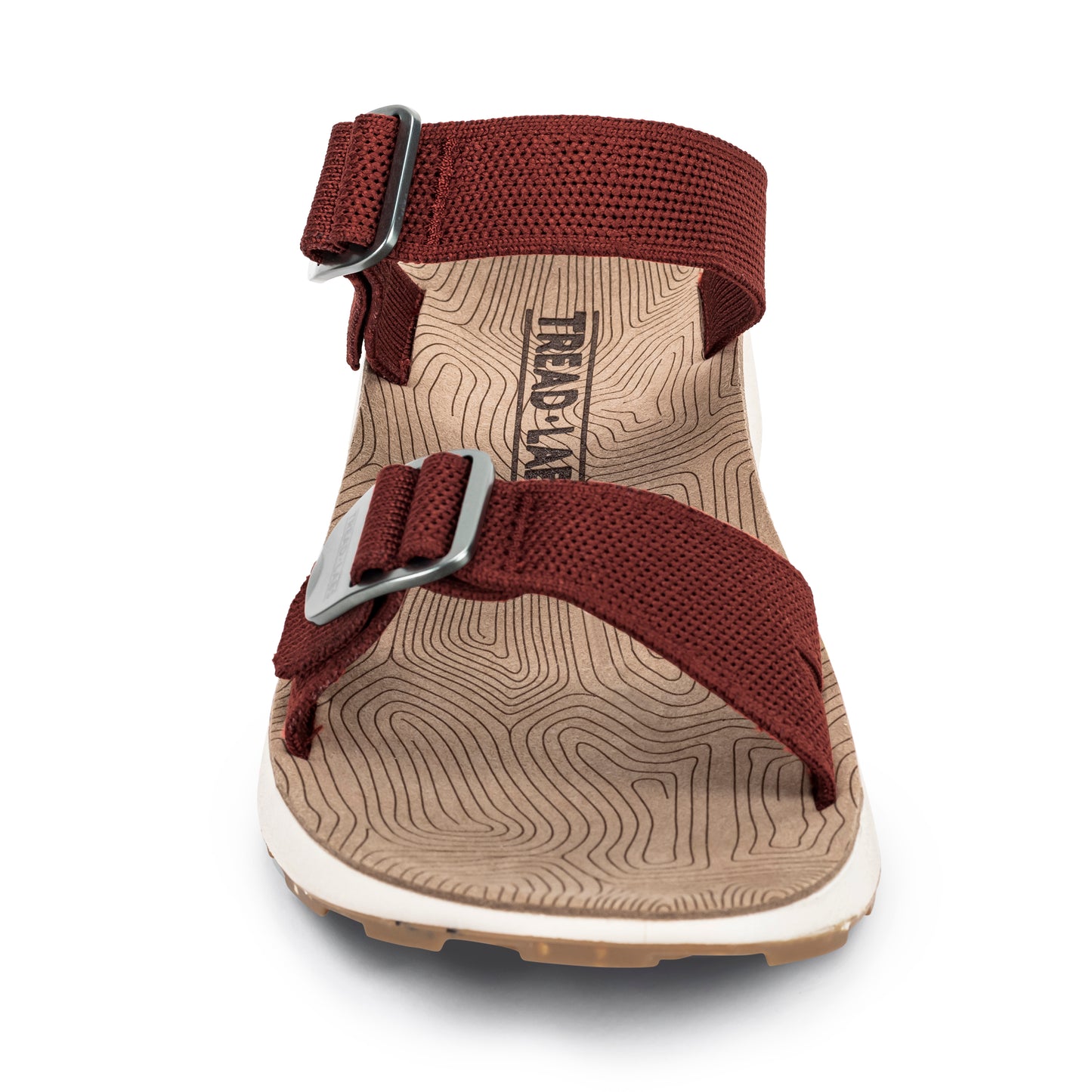 Front view of Women's Salinas Slide Sandal in cabernet on a white background.