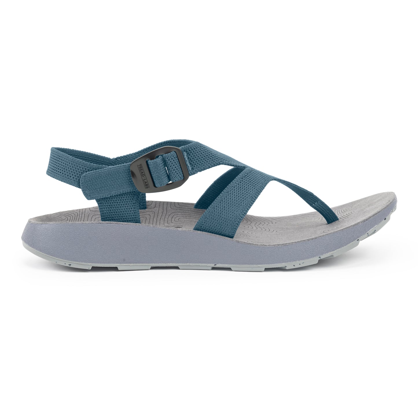 Lateral view of Deep blue Men's Albion Sandal on a white background