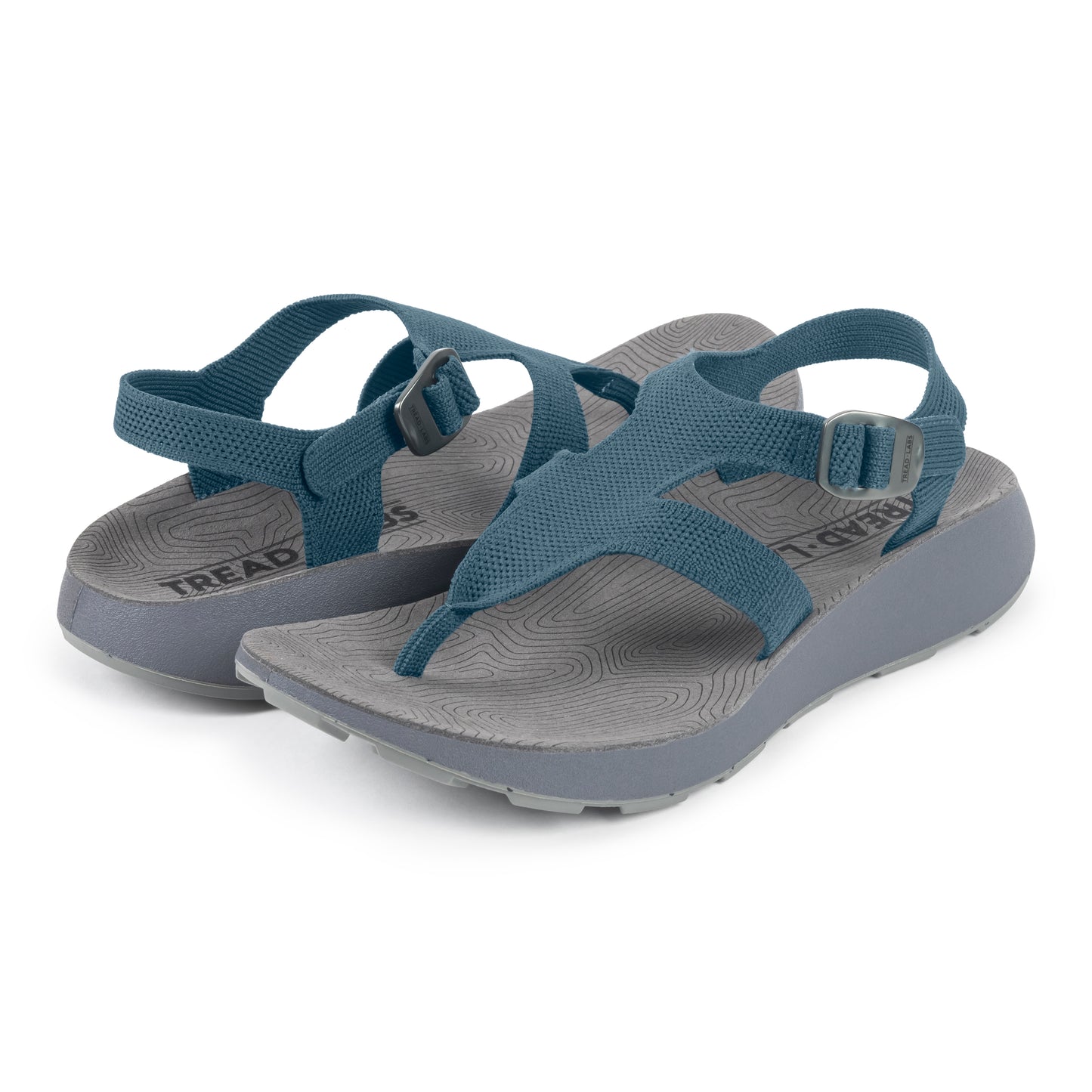 Pair of Deep blue Men's Albion Sandals on a white background