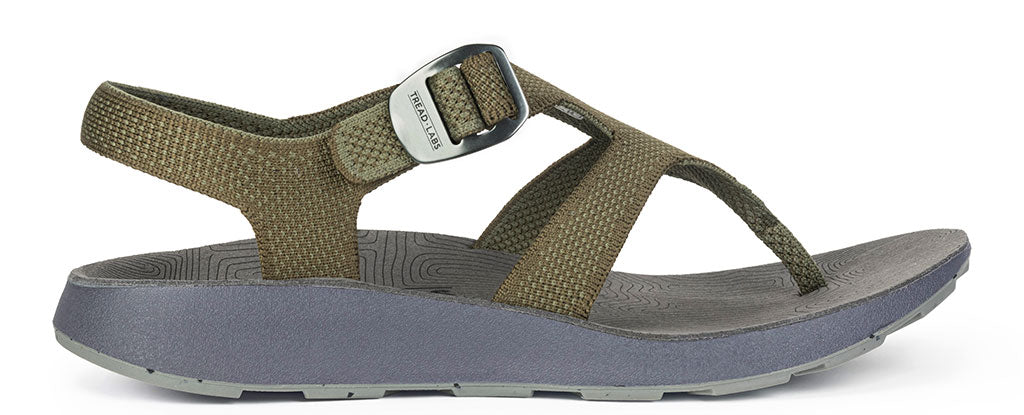 Lateral view of Forest green Men's Albion Sandal on a white background