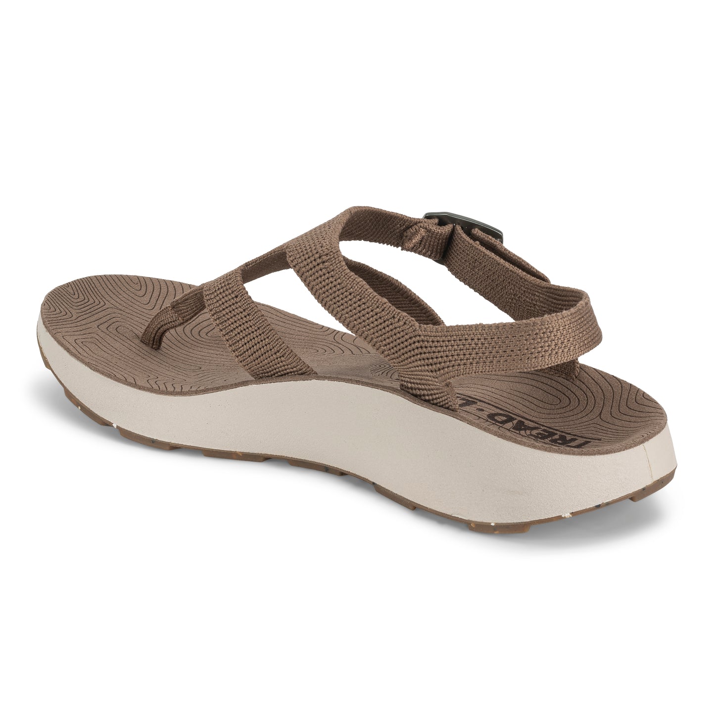 3/4 Angled Medial View of Women's Albion Sandal in Khaki on a white background.