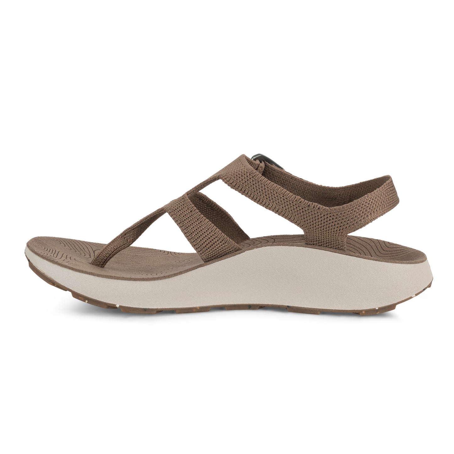 Medial View of Women's Albion Sandal in Khaki on a white background.