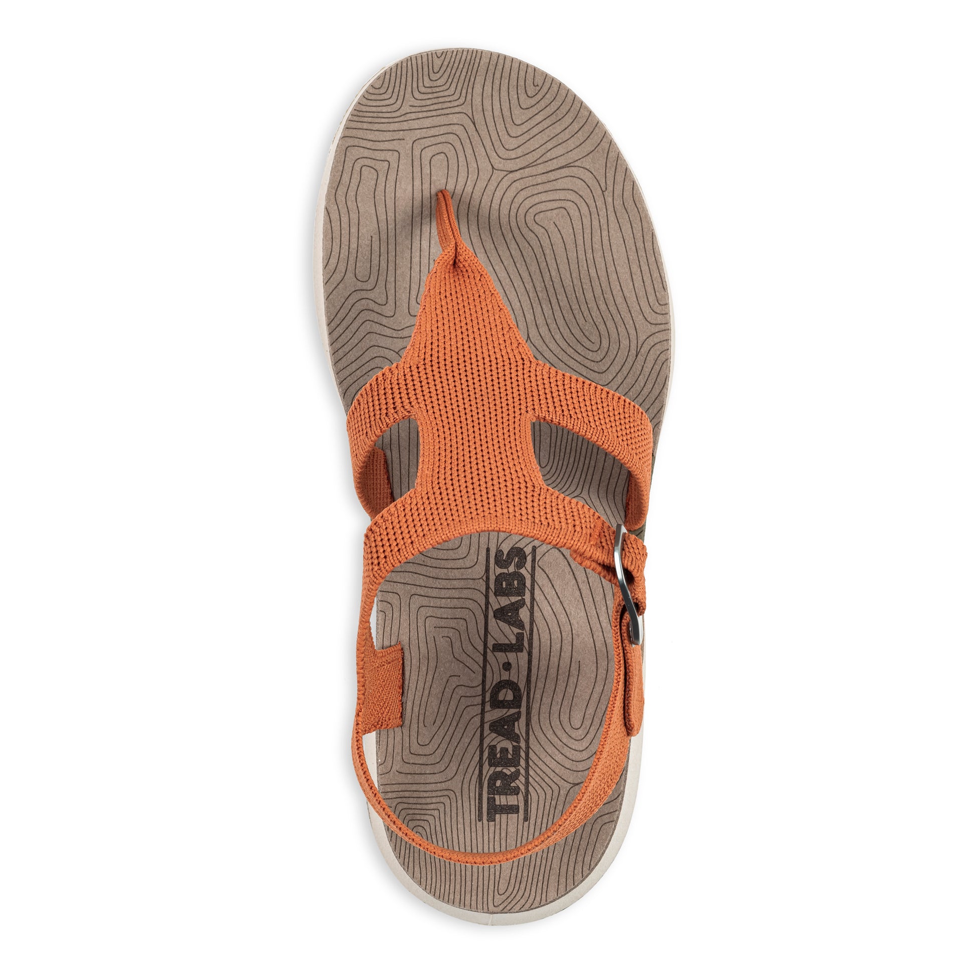 Top View of Women's Albion Sandal in Apricot on a white background.