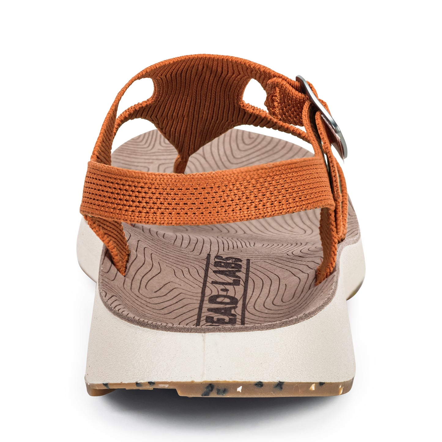 Rear View of Women's Albion Sandal in Apricot on a white background.