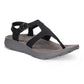 3/4 Angled View of Women's Albion Sandal in Black on a white background.