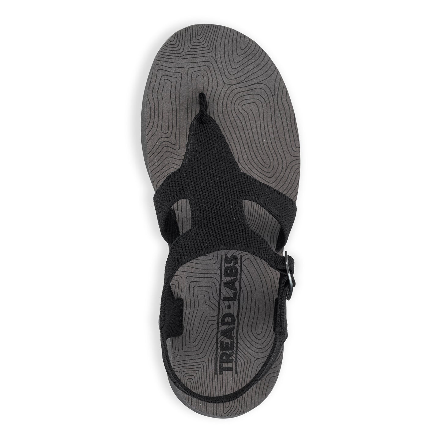 Top View of Women's Albion Sandal in Black on a white background.