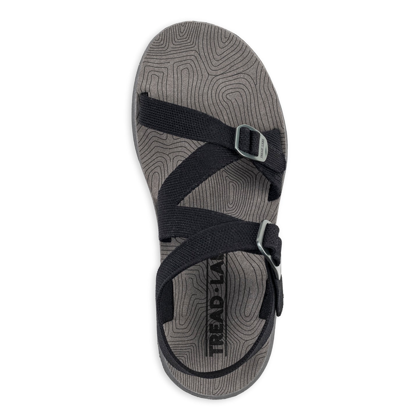 Top view of Women's Redway Sandal in black on a white background.