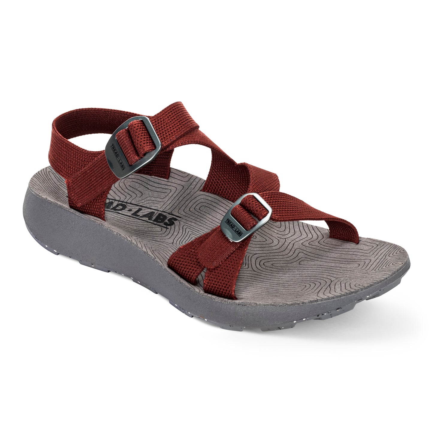 3/4 angled view of Women's Redway Sandal in cabernet on a white background.