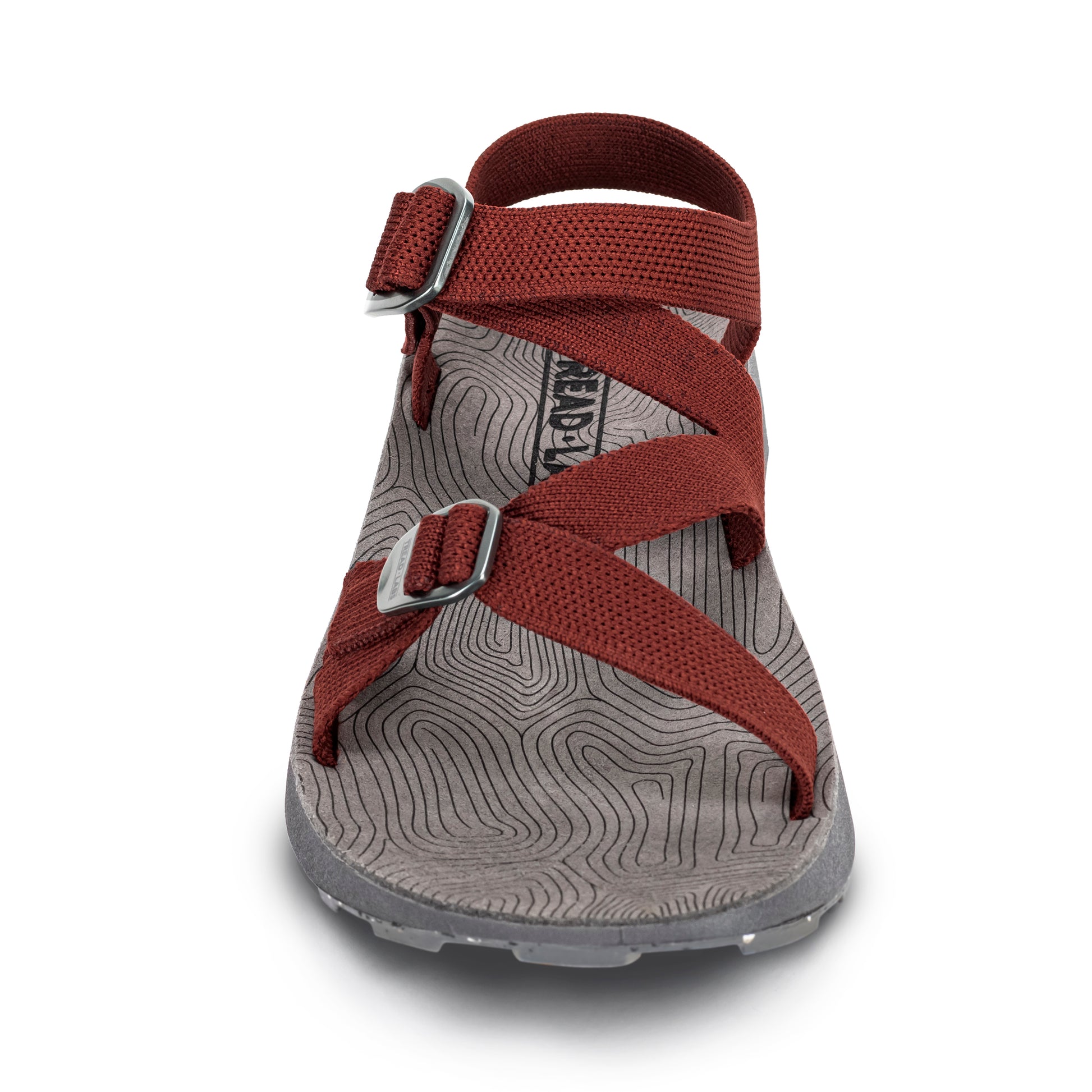 Front view of Women's Redway Sandal in cabernet on a white background.