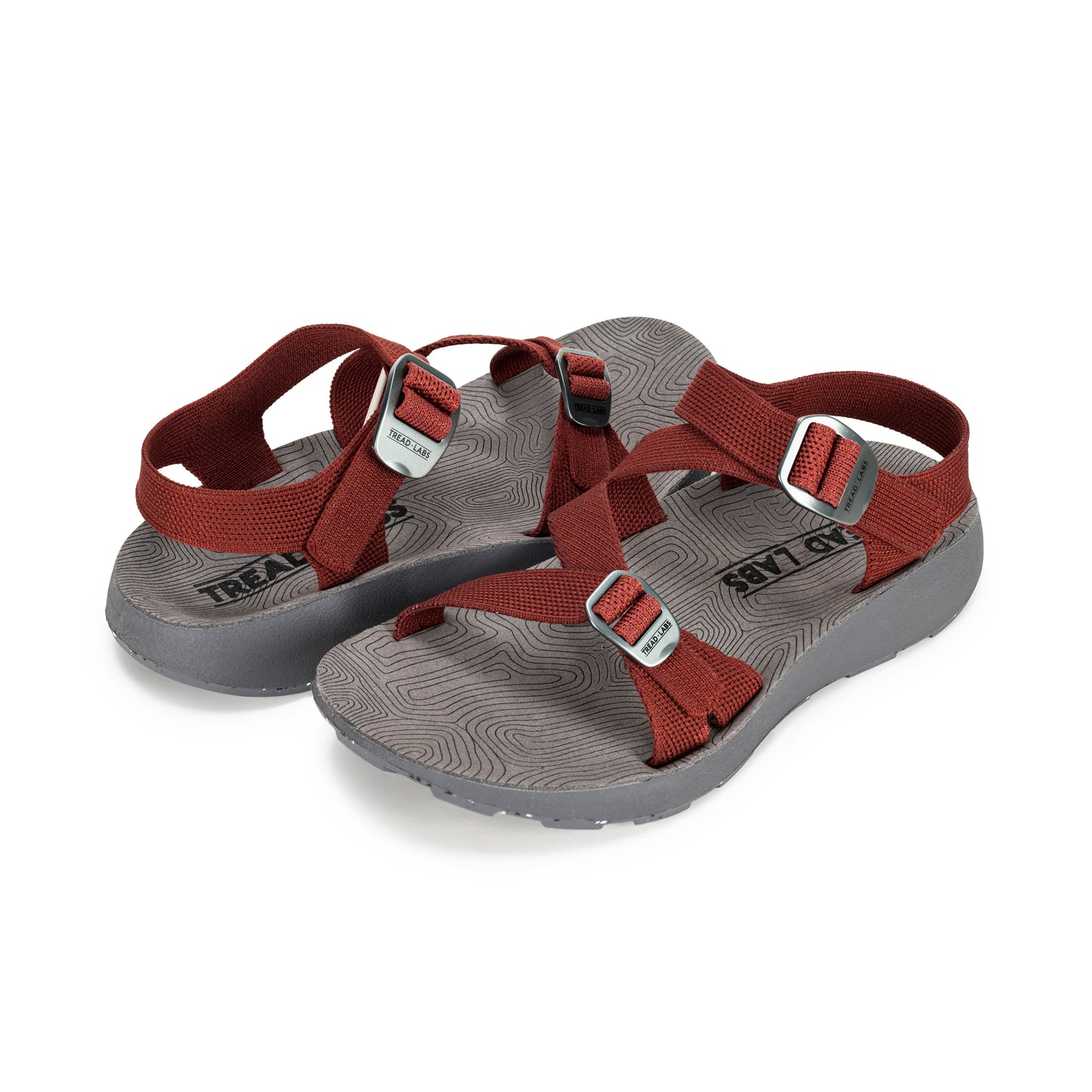 Pair of Women's Redway Sandals in cabernet on a white background.