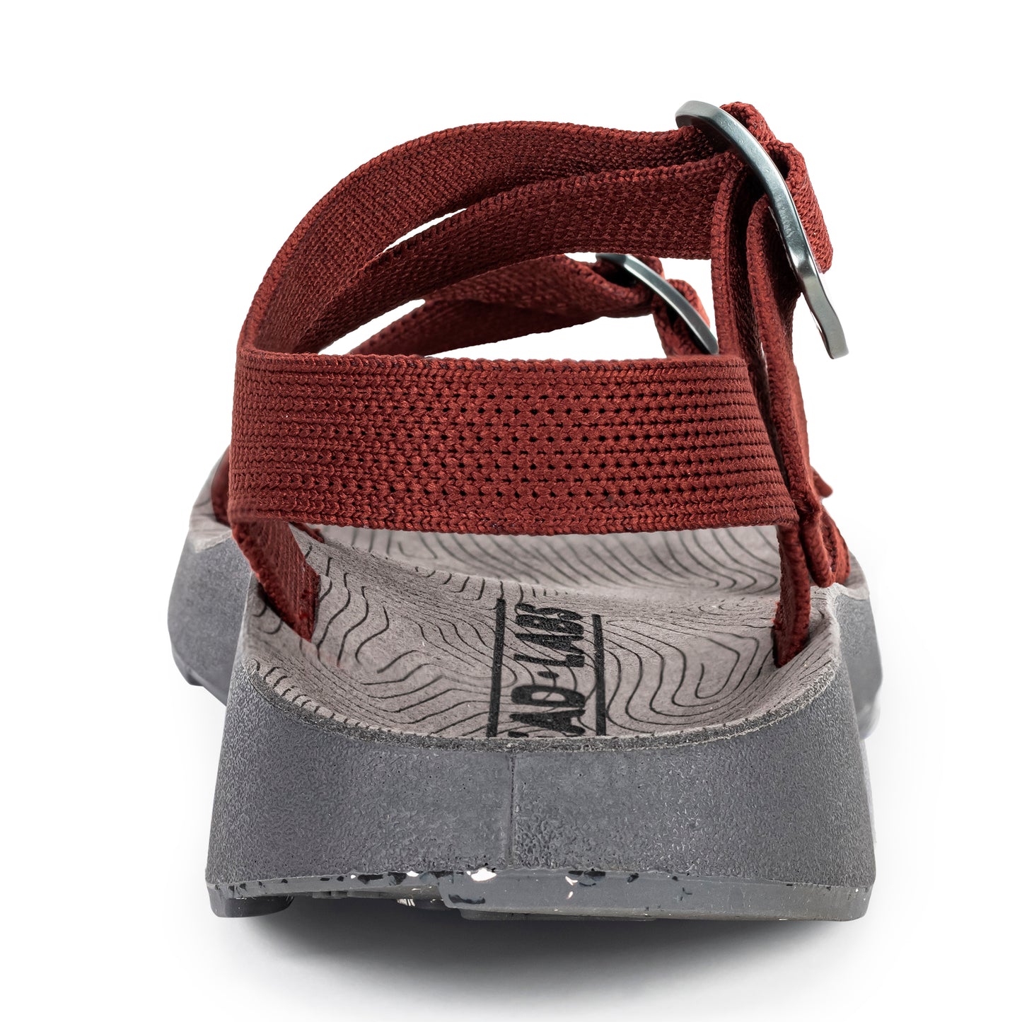 Rear view of Women's Redway Sandal in cabernet on a white background.