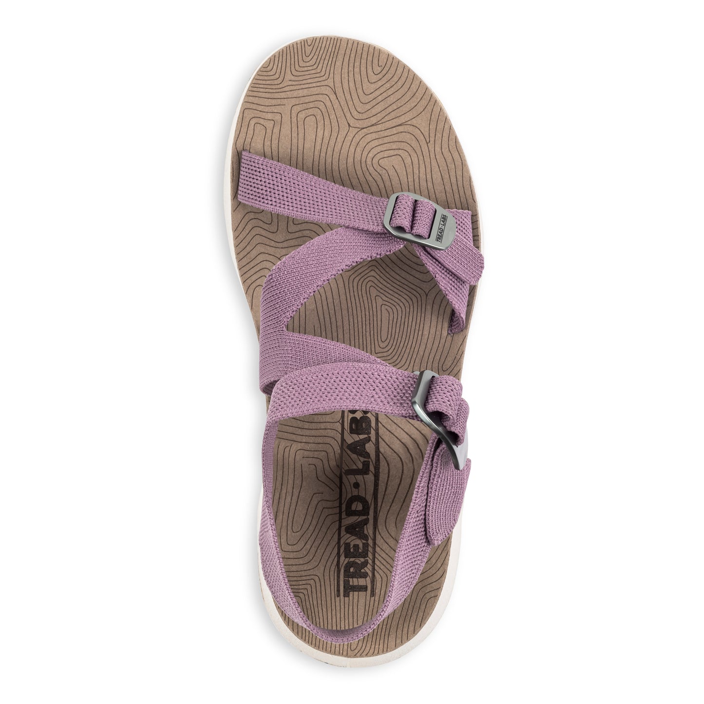 Top view of Women's Redway Sandal in lilac on a white background.