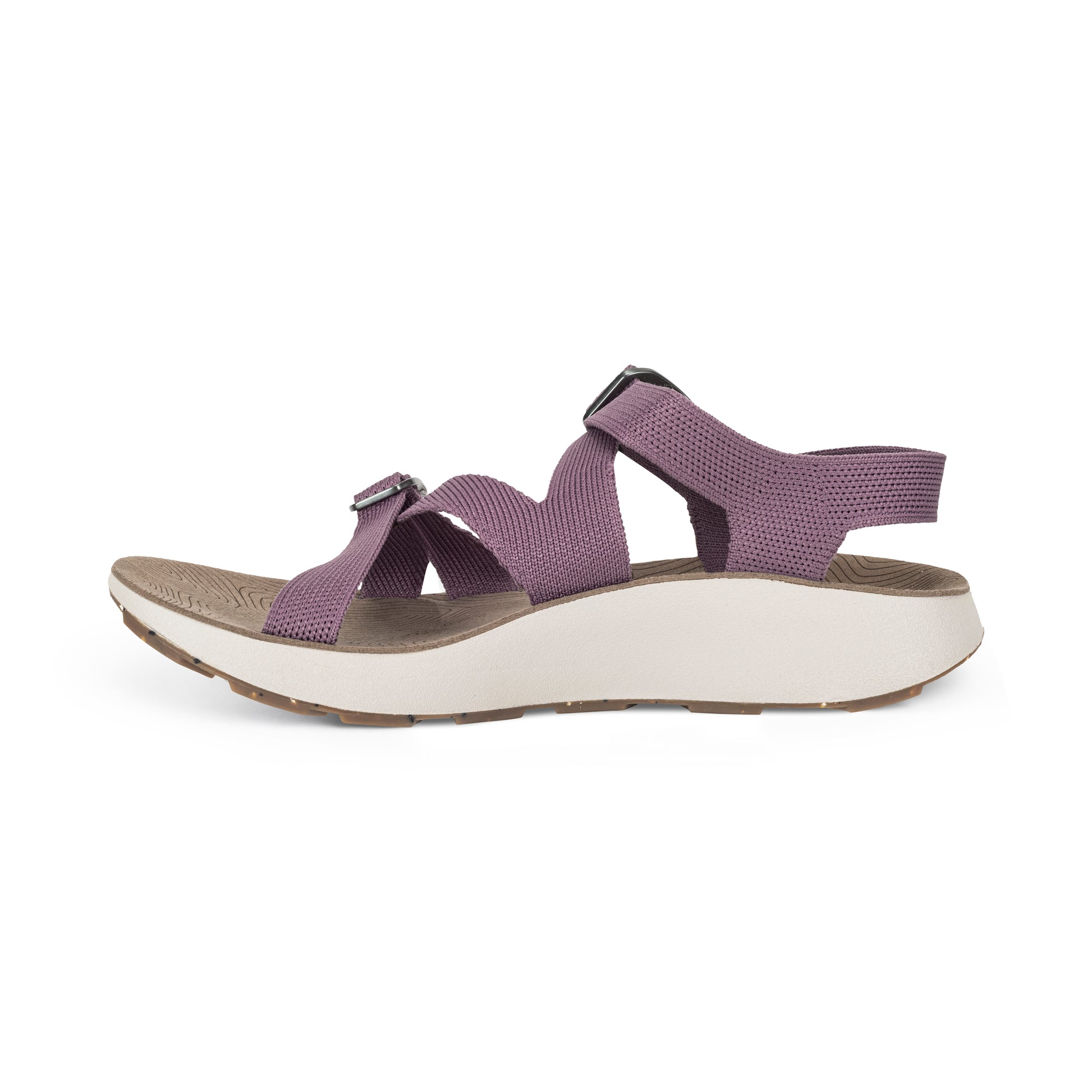 Medial view of Women's Redway Sandal in lilac on a white background.