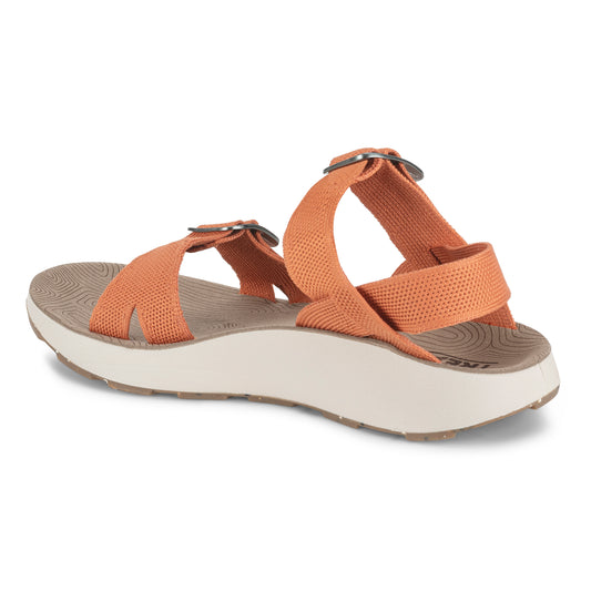 3/4 Angled Medial View of Women's Salinas Sandal in Apricot on a white background.