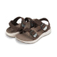 Pair of Women's Salinas Leather Sandals in Havana on a white background.