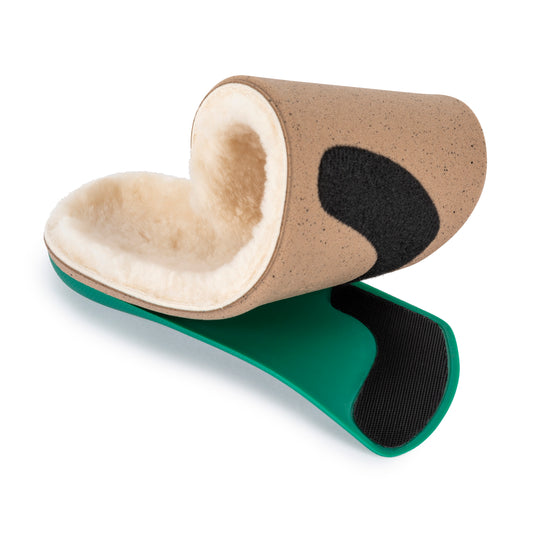 Natural shearling top covers on Ramble arch support insoles