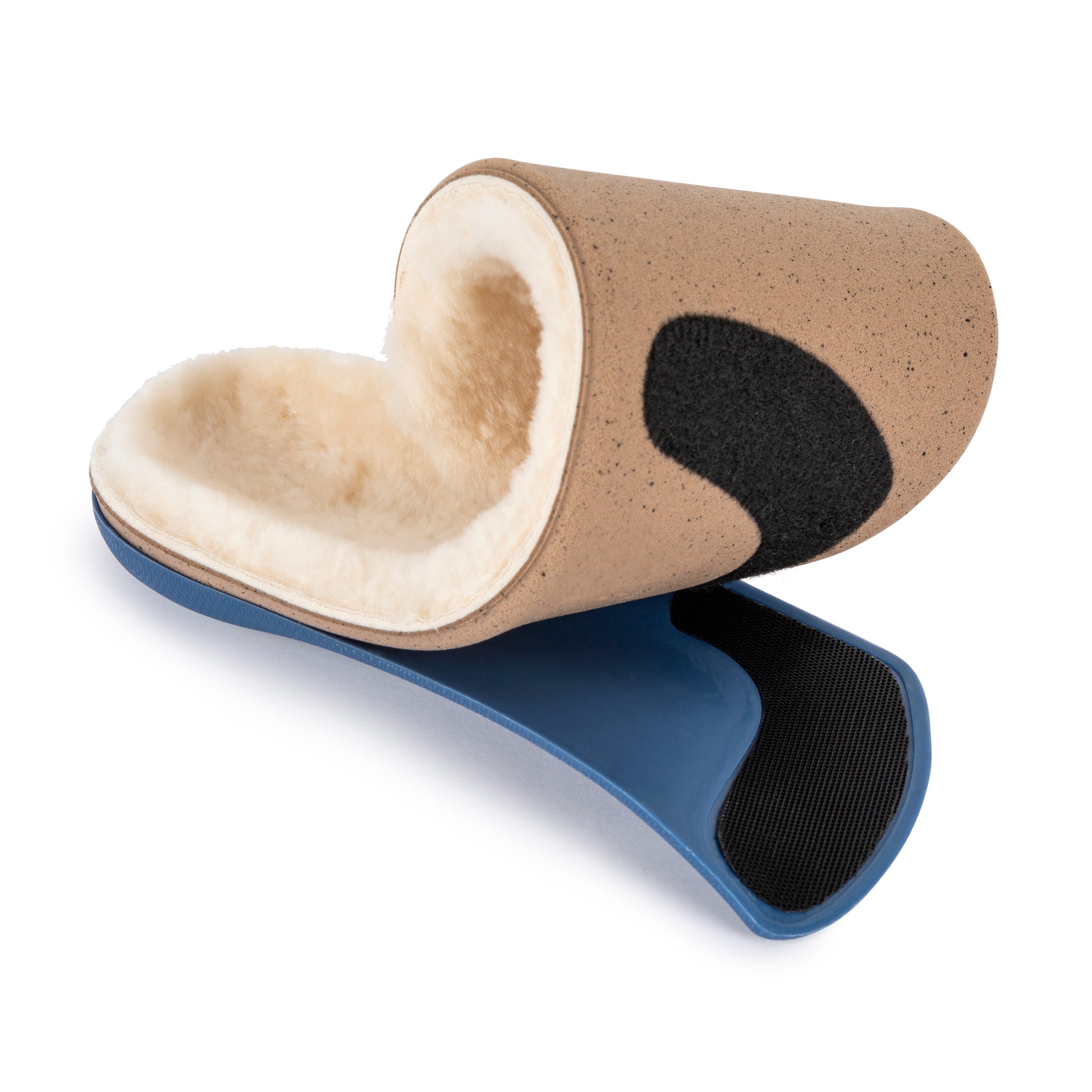 Shearling top covers on Pace orthotic insoles by Tread Labs